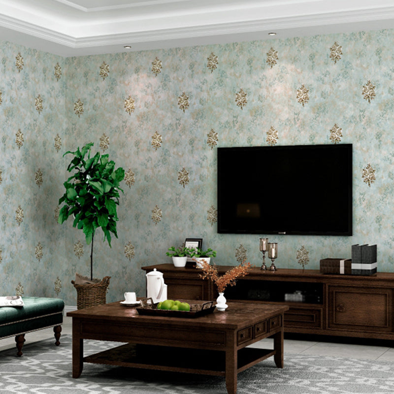 Elegant Blossoming Peony Wallpaper for Bedroom Flower Wall Covering, 33' L x 20.5" W Blue-Gray Clearhalo 'Country wall decor' 'Rustic' 'Wallpaper' Wall Decor' 1274322