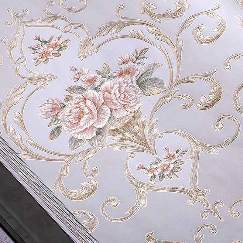 Soft-Color Peonies Wallpaper Flower Countryside Moisture Resistant Wall Art for Home Clearhalo 'Country wall decor' 'Rustic' 'Wallpaper' Wall Decor' 1274330