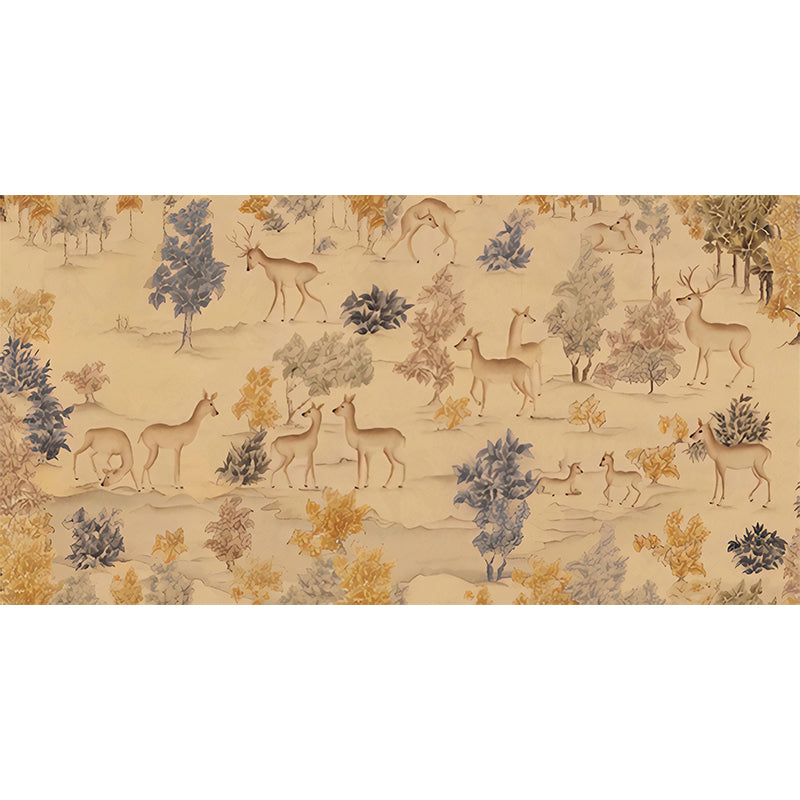 Non-Woven Stain Resistant Murals Antique Deer Patterned Wall Decor for Living Room Clearhalo 'Wall Decor' 'Wall Mural' 1274508