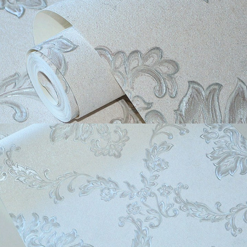 Damask Wallpaper Roll Nostalgic Moisture Resistant Dining Room Wall Art, 31' L x 20.5" W Clearhalo 'Vintage wall decor' 'Vintage' 'Wallpaper' Wall Decor' 1276791