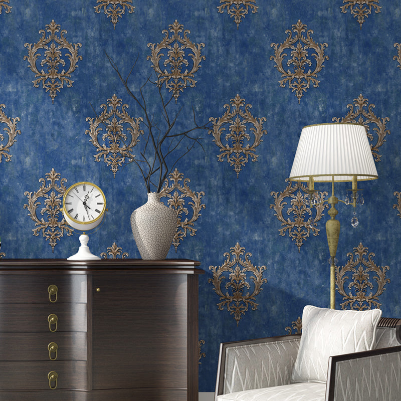 Self-Stick Temporary Medallion Wallpaper Nostalgic 3D Embossed Wall Decor, 10' L x 20.5" W Clearhalo 'Vintage wall decor' 'Vintage' 'Wallpaper' Wall Decor' 1277317