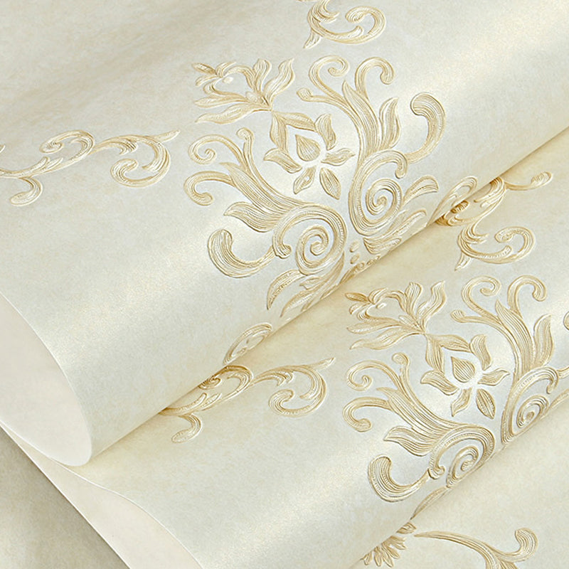 Embroidery Washable Wallpaper Vintage Geo Lattice Wall Art for Bedroom, 57.1-sq ft Clearhalo 'Vintage wall decor' 'Vintage' 'Wallpaper' Wall Decor' 1277693