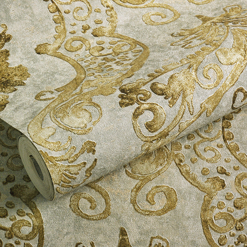 Retro Jacquard Wallpaper Light-Color Waterproof Wall Covering for Living Room, Unpasted Clearhalo 'Vintage wall decor' 'Vintage' 'Wallpaper' Wall Decor' 1277708