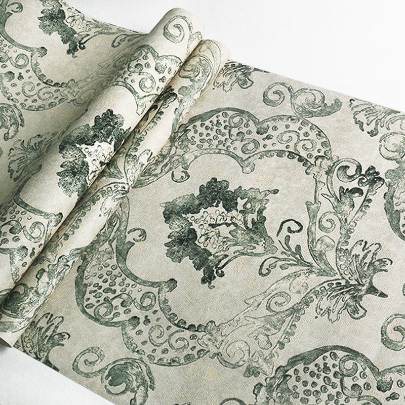 Retro Jacquard Wallpaper Light-Color Waterproof Wall Covering for Living Room, Unpasted Clearhalo 'Vintage wall decor' 'Vintage' 'Wallpaper' Wall Decor' 1277714