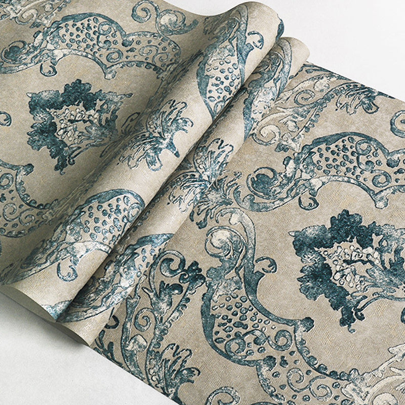 Retro Jacquard Wallpaper Light-Color Waterproof Wall Covering for Living Room, Unpasted Clearhalo 'Vintage wall decor' 'Vintage' 'Wallpaper' Wall Decor' 1277723