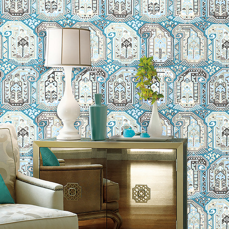 Boho Chic Tribal Pattern Wallpaper for Living Room 57.1-sq ft Wall Covering in Multi Color Royal Blue Clearhalo 'Wall Decor' 'Wallpaper' 1277741