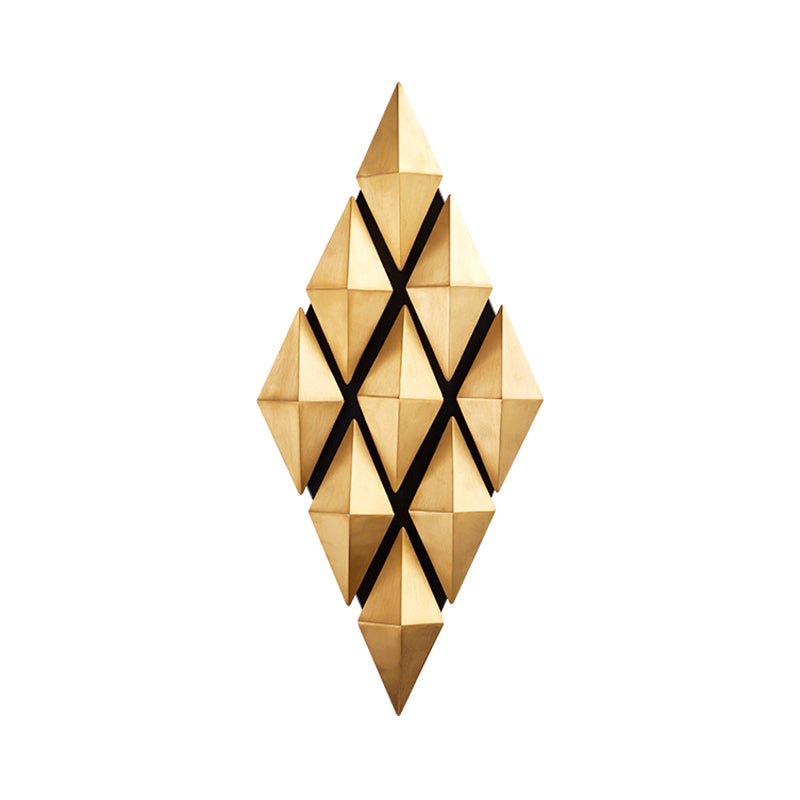 Modern Stylish LED Wall Lamp with Metallic Shade Gold Diamond Sconce Light Fixture in Warm/White Light, 23"/31" Width Clearhalo 'Cast Iron' 'Glass' 'Industrial' 'Modern wall lights' 'Modern' 'Tiffany' 'Traditional wall lights' 'Wall Lamps & Sconces' 'Wall Lights' Lighting' 128288