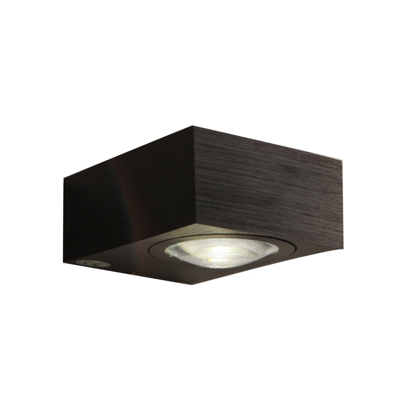 Square Bedroom Wall Lighting Fixture Aluminum Warm/White Light LED Modernist Sconce Light Fixture in Black/Silver Black Single-sided Clearhalo 'Cast Iron' 'Glass' 'Industrial' 'Modern wall lights' 'Modern' 'Tiffany' 'Traditional wall lights' 'Wall Lamps & Sconces' 'Wall Lights' Lighting' 128297