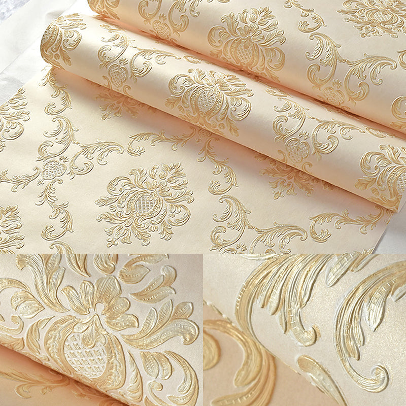 Moisture Resistant Jacquard Wallpaper Embroidered Retro Style Wall Covering for Home Clearhalo 'Vintage wall decor' 'Vintage' 'Wallpaper' Wall Decor' 1283124