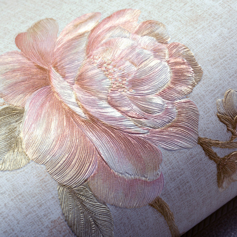 Rustic Peony Wallpaper Roll for Dining Room 57.1-sq ft Wall Decoration in Pastel Color Clearhalo 'Country wall decor' 'Rustic' 'Wallpaper' Wall Decor' 1283157