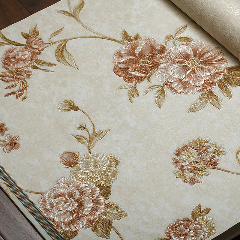 Rustic Flower Blossom Wallpaper Roll Pastel Color Stain Resistant Wall Art for Living Room Clearhalo 'Country wall decor' 'Rustic' 'Wallpaper' Wall Decor' 1283162