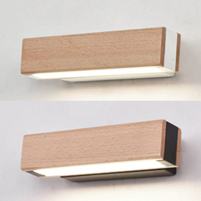 Rotatable White/Black Linear Wall Sconce Modern Single Light Wooden Reading Wall Lamp in Warm/White/Natural Light Clearhalo 'Wall Lamps & Sconces' 'Wall Lights' Lighting' 128352