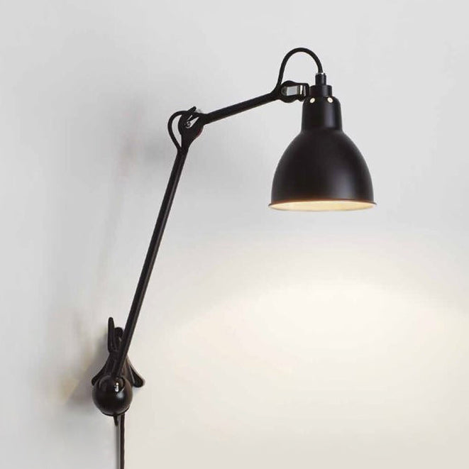 Black/Gray Domed Wall Sconce Light Modern 1 Head Metallic Wall Lamp with Adjustable Arm, 23.5"+8"/16"+8" Length Arm Clearhalo 'Cast Iron' 'Glass' 'Industrial' 'Modern wall lights' 'Modern' 'Tiffany' 'Traditional wall lights' 'Wall Lamps & Sconces' 'Wall Lights' Lighting' 128357