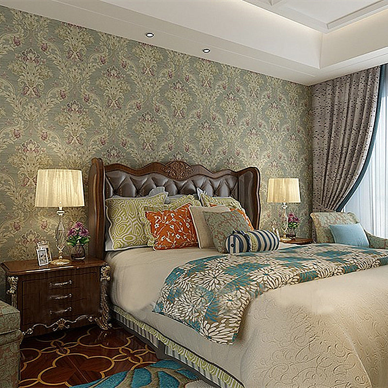 Paper Light-Color Wallpaper Antique Style Jacquard Wall Covering, 33' L x 20.5" W Grey Clearhalo 'Vintage wall decor' 'Vintage' 'Wallpaper' Wall Decor' 1284394