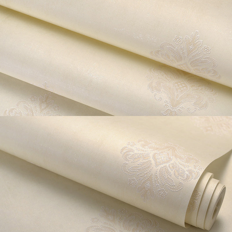 Jacquard Floral Wallpaper Retro Embroidered Wall Covering in Light Color for Dining Room Clearhalo 'Vintage wall decor' 'Vintage' 'Wallpaper' Wall Decor' 1284441