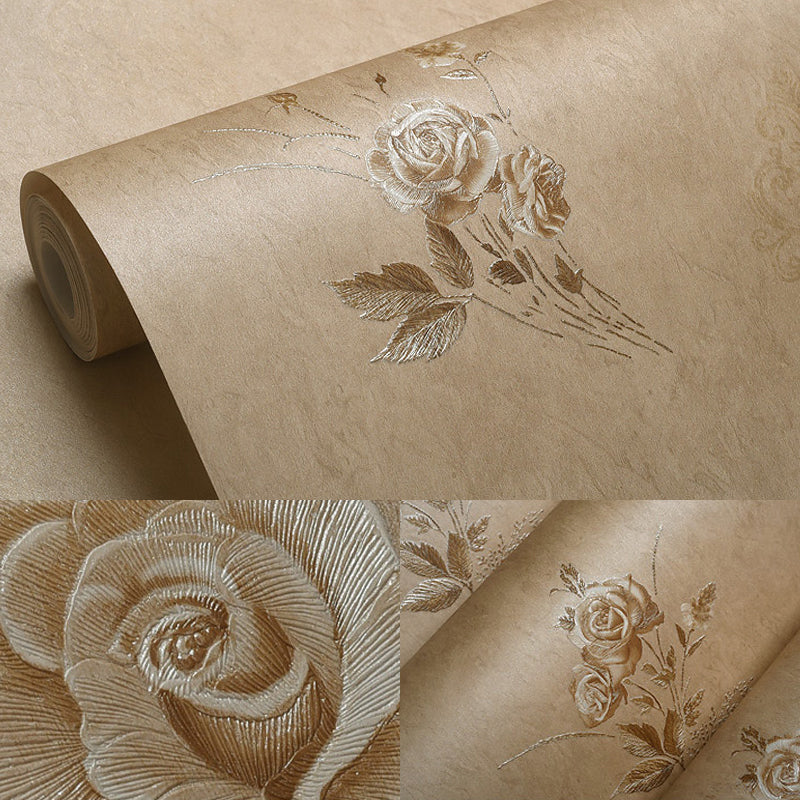 Rose Flower Wallpaper Roll Countryside Waterproof Bedroom Wall Decor, 31' x 20.5" Clearhalo 'Country wall decor' 'Rustic' 'Wallpaper' Wall Decor' 1284578