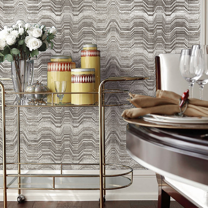 Modern Wave Line Wallpaper for Living Room 33' L x 20.5" W Wall Decor in Brown-Beige Beige Clearhalo 'Modern wall decor' 'Modern' 'Wallpaper' Wall Decor' 1284676