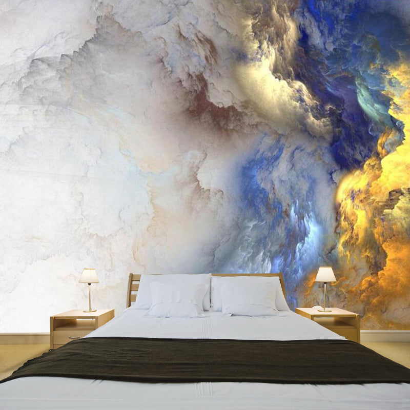 Yellow-Blue Cloud Mural Wallpaper Abstract Decorative Waterproof Wall Covering for Home Yellow-Blue Clearhalo 'Wall Decor' 'Wall Mural' 1284927