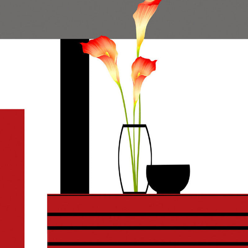 Whole Calla Lily Wallpaper Mural Artistic Beautiful Flower Wall Decor in Red-Black Clearhalo 'Wall Decor' 'Wall Mural' 1285240