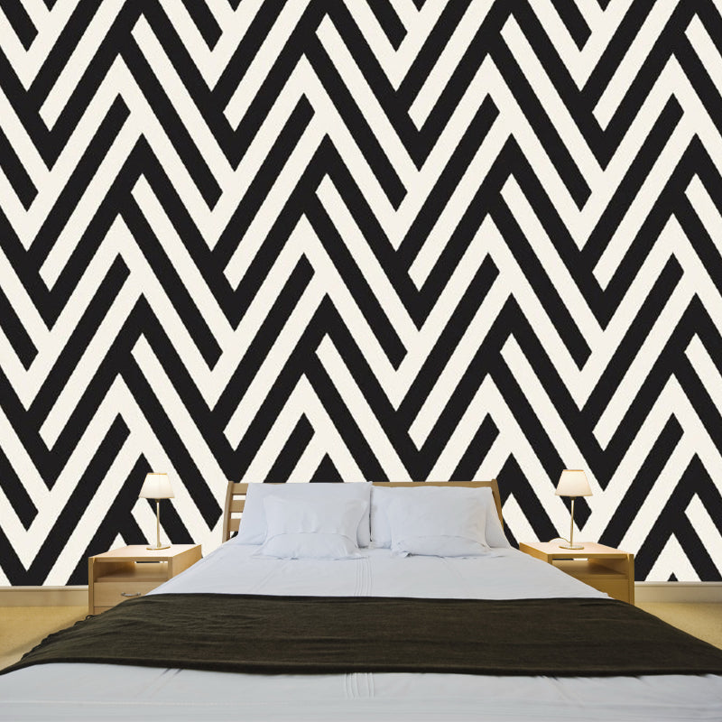 Minimalistic Geometric Wall Murals Black-Yellow Bedroom Wall Art, Made to Measure Clearhalo 'Wall Decor' 'Wall Mural' 1289057