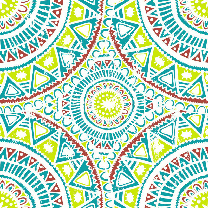 Symmetrical Geometric Mural Decal Bohemian Smooth Wall Covering in Red-Blue-Green Clearhalo 'Wall Decor' 'Wall Mural' 1289344