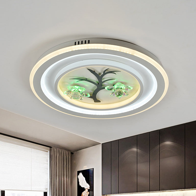 White LED Flush Ceiling Light Modern Crystal Round/Square Lighting Fixture for Bedchamber Clearhalo 'Ceiling Lights' 'Close To Ceiling Lights' 'Close to ceiling' 'Flush mount' Lighting' 1289596