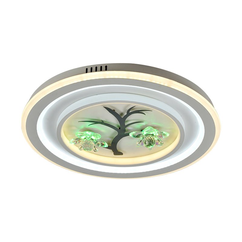 White LED Flush Ceiling Light Modern Crystal Round/Square Lighting Fixture for Bedchamber Clearhalo 'Ceiling Lights' 'Close To Ceiling Lights' 'Close to ceiling' 'Flush mount' Lighting' 1289597