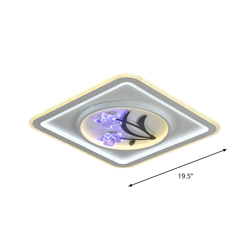 Round/Square Great Room Flushmount Lighting Modern Crystal LED White Close to Ceiling Lamp Clearhalo 'Ceiling Lights' 'Close To Ceiling Lights' 'Close to ceiling' 'Flush mount' Lighting' 1289624