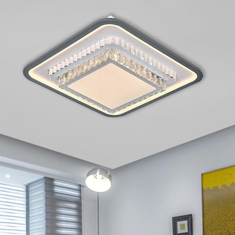 LED Flushmount Lighting Modern Square/Rectangle Crystal Ceiling Mounted Fixture in Black and White Clearhalo 'Ceiling Lights' 'Close To Ceiling Lights' 'Close to ceiling' 'Flush mount' Lighting' 1289630