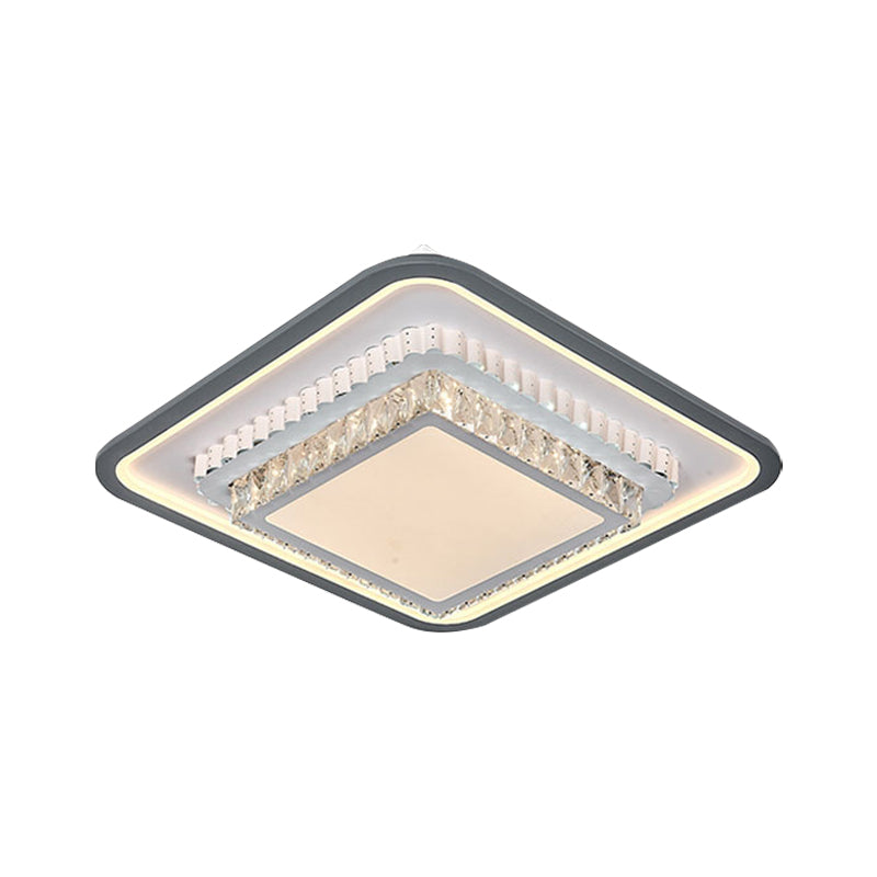 LED Flushmount Lighting Modern Square/Rectangle Crystal Ceiling Mounted Fixture in Black and White Clearhalo 'Ceiling Lights' 'Close To Ceiling Lights' 'Close to ceiling' 'Flush mount' Lighting' 1289631