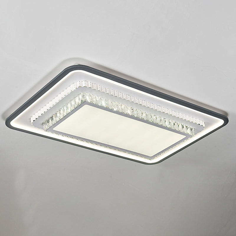 LED Flushmount Lighting Modern Square/Rectangle Crystal Ceiling Mounted Fixture in Black and White Clearhalo 'Ceiling Lights' 'Close To Ceiling Lights' 'Close to ceiling' 'Flush mount' Lighting' 1289636