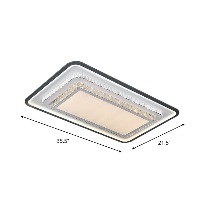 LED Flushmount Lighting Modern Square/Rectangle Crystal Ceiling Mounted Fixture in Black and White Clearhalo 'Ceiling Lights' 'Close To Ceiling Lights' 'Close to ceiling' 'Flush mount' Lighting' 1289637