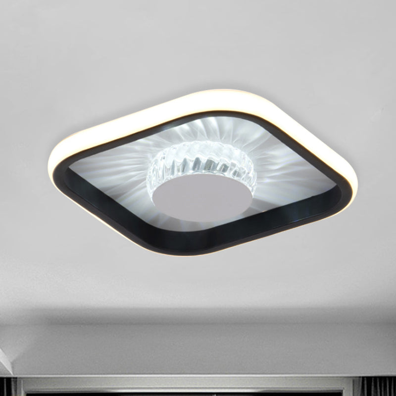 LED Square Flush Mount Fixture Modern White/Black Crystal Close to Ceiling Lighting for Study Clearhalo 'Ceiling Lights' 'Close To Ceiling Lights' 'Close to ceiling' 'Flush mount' Lighting' 1289661