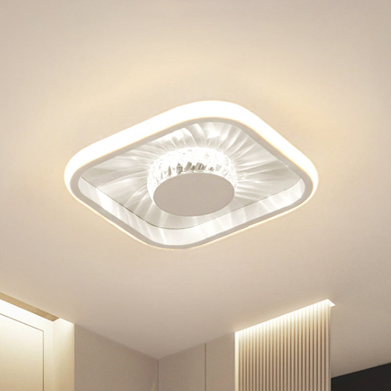LED Square Flush Mount Fixture Modern White/Black Crystal Close to Ceiling Lighting for Study Clearhalo 'Ceiling Lights' 'Close To Ceiling Lights' 'Close to ceiling' 'Flush mount' Lighting' 1289666