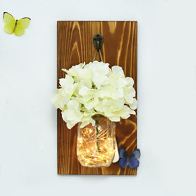 Blue/Pink/White Flower Wall Sconce Contemporary Glass Jar Shade String Light for Cafe Restaurant White Clearhalo 'Wall Lamps & Sconces' 'Wall Lights' Lighting' 129313