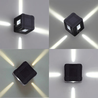 Aluminum Cubic Shade Sconce Wall Light Contemporary Stylish LED Black Wall Lamp in White/Warm Lighting Clearhalo 'Cast Iron' 'Glass' 'Industrial' 'Modern wall lights' 'Modern' 'Tiffany' 'Traditional wall lights' 'Wall Lamps & Sconces' 'Wall Lights' Lighting' 129457