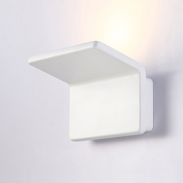 4"/8" Wide Bend Square Wall Lamp Contemporary Style Aluminum LED Black/White Sconce Light Fixture White 8" Clearhalo 'Cast Iron' 'Glass' 'Industrial' 'Modern wall lights' 'Modern' 'Tiffany' 'Traditional wall lights' 'Wall Lamps & Sconces' 'Wall Lights' Lighting' 129501