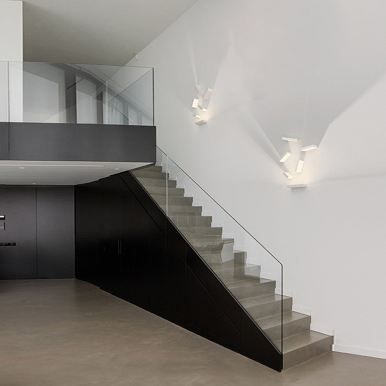 White Rectangular Wall Washer Light Simplistic Style 1/2-Light Metallic Sconce Lighting for Stairway Clearhalo 'Cast Iron' 'Glass' 'Industrial' 'Modern wall lights' 'Modern' 'Tiffany' 'Traditional wall lights' 'Wall Lamps & Sconces' 'Wall Lights' Lighting' 129983