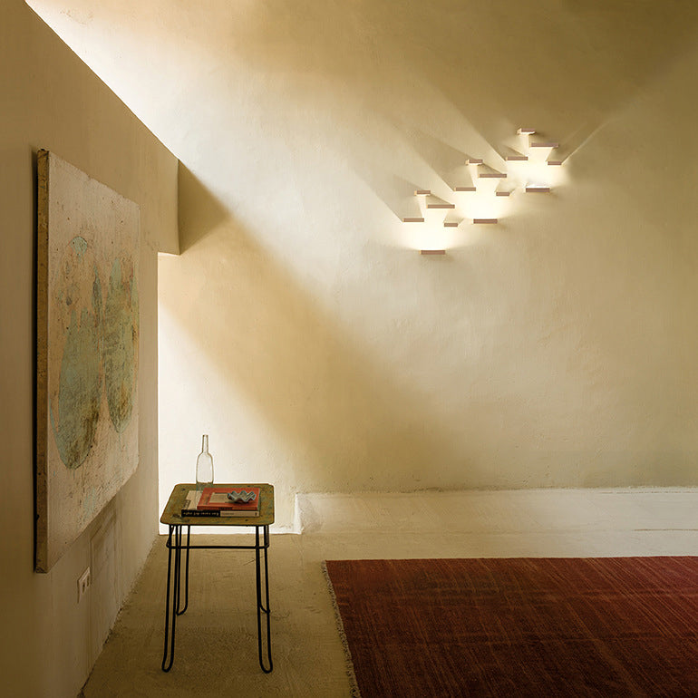 White Rectangular Wall Washer Light Simplistic Style 1/2-Light Metallic Sconce Lighting for Stairway Clearhalo 'Cast Iron' 'Glass' 'Industrial' 'Modern wall lights' 'Modern' 'Tiffany' 'Traditional wall lights' 'Wall Lamps & Sconces' 'Wall Lights' Lighting' 129986