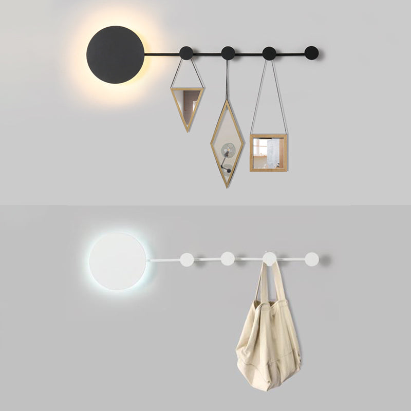 27.5"/39" Wide Black/White Round LED Wall Lamp Simplicity LED Acrylic Sconce Light Fixture in Warm/White Light with Hangers Clearhalo 'Modern wall lights' 'Modern' 'Wall Lamps & Sconces' 'Wall Lights' Lighting' 130003