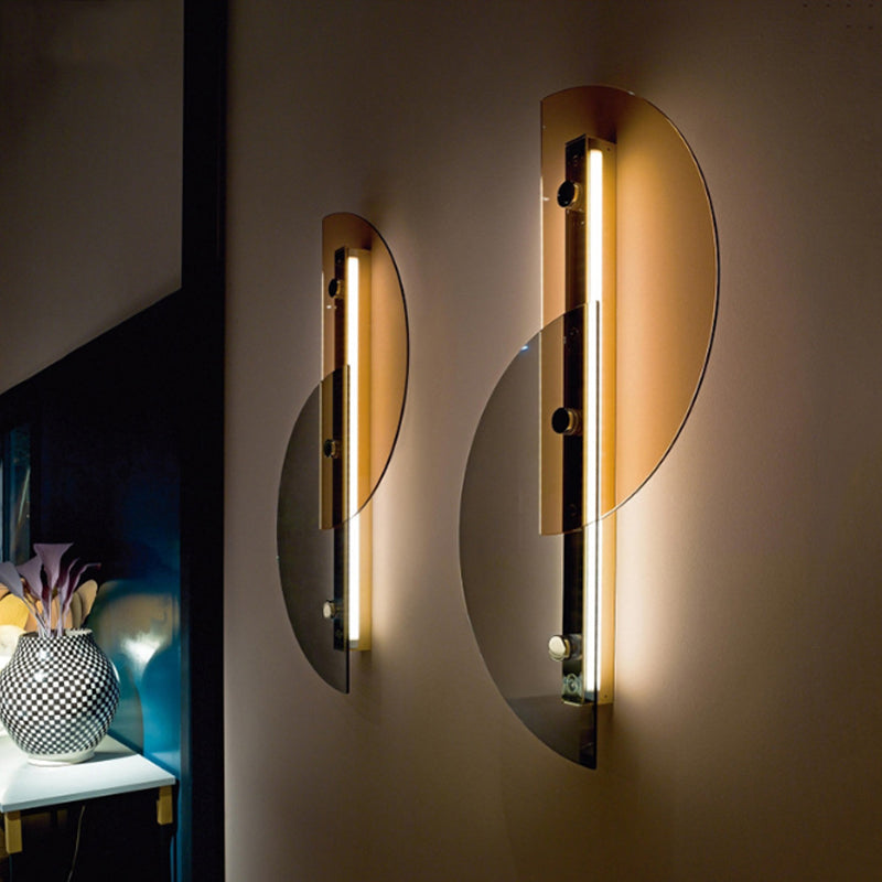 Contemporary Stylish Wall Light 2-Half Circle Glass Sconce Lighting for Dining Room Cloth Shop Multi-Color Clearhalo 'Cast Iron' 'Glass' 'Industrial' 'Modern wall lights' 'Modern' 'Tiffany' 'Traditional wall lights' 'Wall Lamps & Sconces' 'Wall Lights' Lighting' 131484