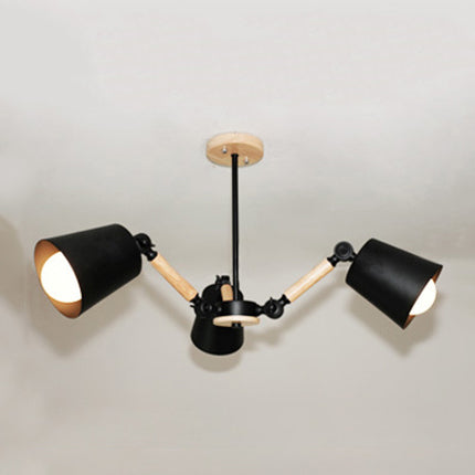 Bedroom Chandelier Kids, Adjustable Arm Wood Pendant Lighting with Tapered Shade Modern Style Clearhalo 'Ceiling Lights' 'Chandeliers' Lighting' options 13160