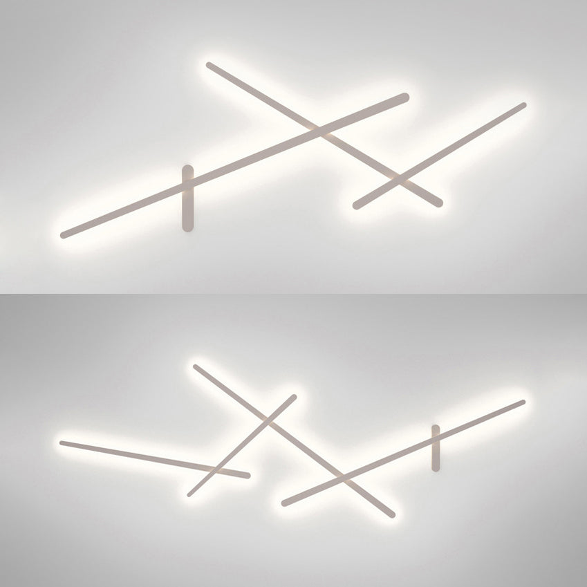 Living Room Crossed Lines Wall Lamp Metal 3/4 Lights Modern Simple White Wall Lighting Clearhalo 'Cast Iron' 'Glass' 'Industrial' 'Modern wall lights' 'Modern' 'Tiffany' 'Traditional wall lights' 'Wall Lamps & Sconces' 'Wall Lights' Lighting' 131670