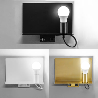 Bare Bulb Metal Supporter Wall Light Fixture 1 Light Simple Style Wall Lamp for Study Clearhalo 'Cast Iron' 'Glass' 'Industrial' 'Modern wall lights' 'Modern' 'Tiffany' 'Traditional wall lights' 'Wall Lamps & Sconces' 'Wall Lights' Lighting' 131816