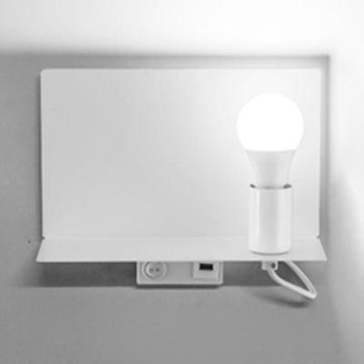 Bare Bulb Metal Supporter Wall Light Fixture 1 Light Simple Style Wall Lamp for Study White Clearhalo 'Cast Iron' 'Glass' 'Industrial' 'Modern wall lights' 'Modern' 'Tiffany' 'Traditional wall lights' 'Wall Lamps & Sconces' 'Wall Lights' Lighting' 131819