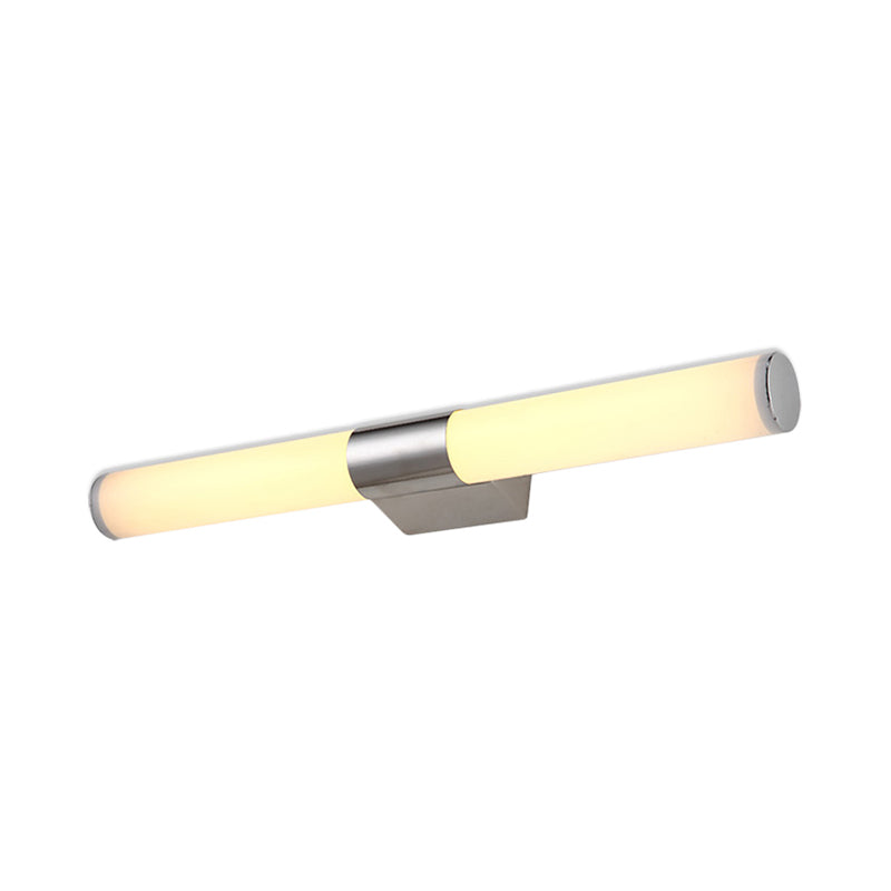 Acrylic Cylinder Vanity Wall Light Modern Stylish 16"/18" W LED Wall Mount Light in Silver over Mirror, Warm/White Light Clearhalo 'Cast Iron' 'Glass' 'Industrial' 'Modern wall lights' 'Modern' 'Tiffany' 'Traditional wall lights' 'Vanity Lights' 'Wall Lights' Lighting' 131921