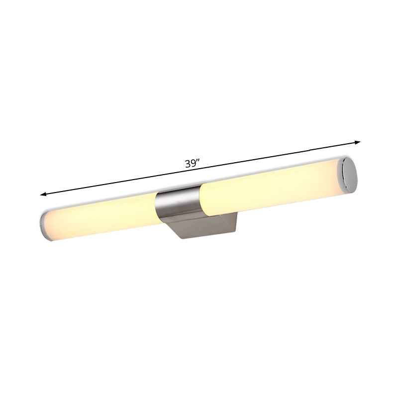 Acrylic Cylinder Vanity Wall Light Modern Stylish 16"/18" W LED Wall Mount Light in Silver over Mirror, Warm/White Light Clearhalo 'Cast Iron' 'Glass' 'Industrial' 'Modern wall lights' 'Modern' 'Tiffany' 'Traditional wall lights' 'Vanity Lights' 'Wall Lights' Lighting' 131926