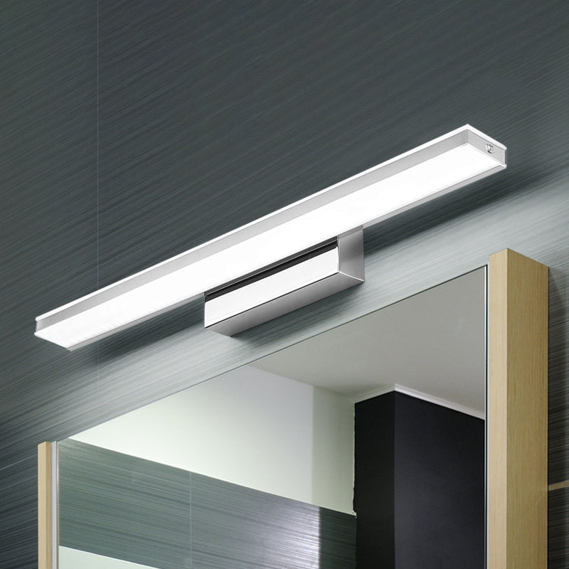 16.5"/20.5" Dia Slim Vanity Lighting Minimalism Acrylic LED Silver Wall Sconce Lamp in Warm/White Light for Bathroom Silver Clearhalo 'Cast Iron' 'Glass' 'Industrial' 'Modern wall lights' 'Modern' 'Tiffany' 'Traditional wall lights' 'Vanity Lights' 'Wall Lights' Lighting' 131950