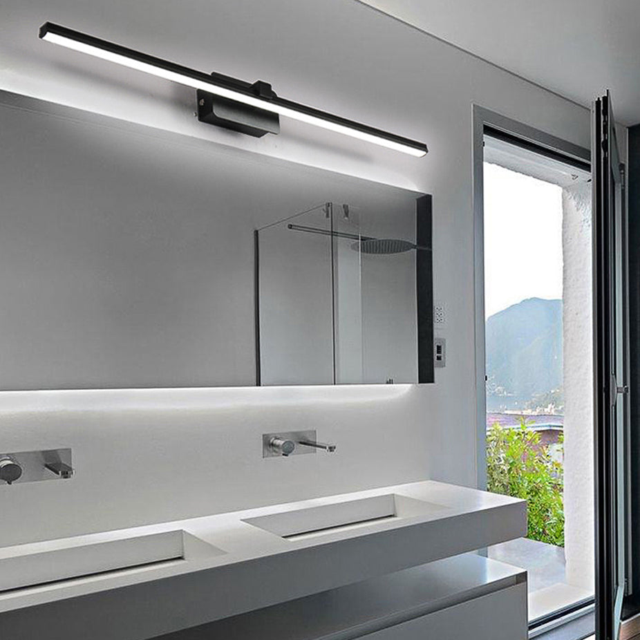Black/White Linear Vanity Light Modernist 16"/19.5" W LED Aluminum Wall Light Fixture in Warm/White Light Clearhalo 'Cast Iron' 'Glass' 'Industrial' 'Modern wall lights' 'Modern' 'Tiffany' 'Traditional wall lights' 'Vanity Lights' 'Wall Lights' Lighting' 131959