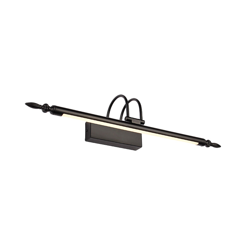 Simple Style Linear Vanity Lighting Metallic 22"/26" Wide LED Bathroom Wall Light in Black, White/Warm Light Clearhalo 'Cast Iron' 'Glass' 'Industrial' 'Modern wall lights' 'Modern' 'Tiffany' 'Traditional wall lights' 'Vanity Lights' 'Wall Lights' Lighting' 132024